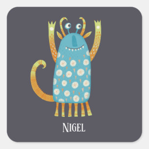 Fun Monsters Personalized Square Sticker