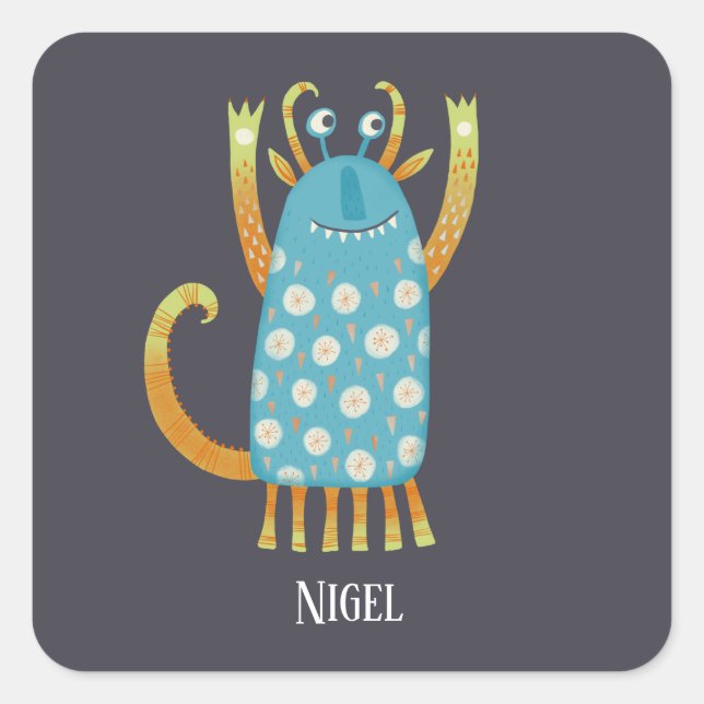 Fun Monsters Personalized Square Sticker (Front)