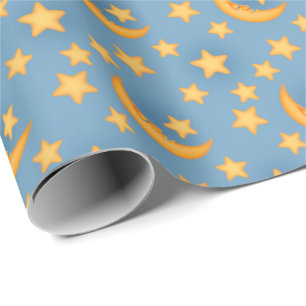Fun moon and stars wrapping paper