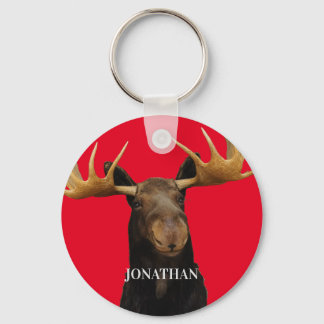 Fun Moose Red Name Wildlife Keychain
