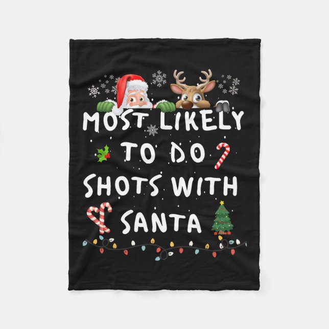 Fun Most Likely To Funny Story Christmas Pyjamas F Fleece Blanket (Front)