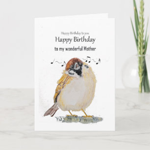 Fun Mother Mom Happy Birthday Sparrow Bird Card