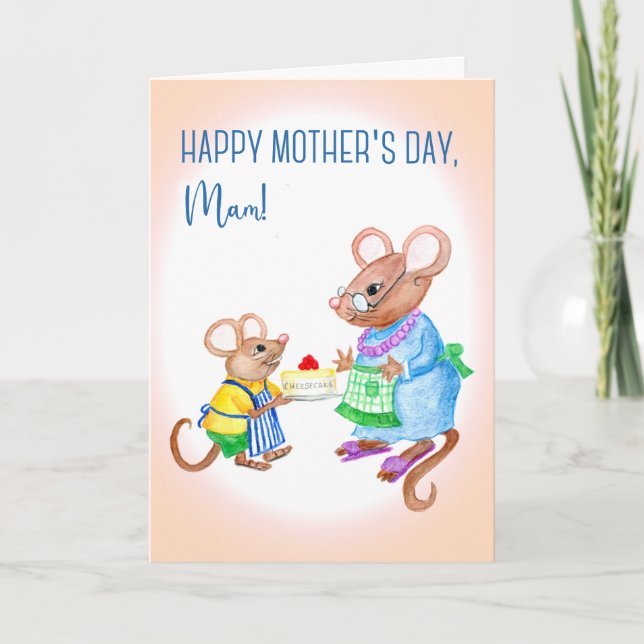 Fun Mother's Day for Mam with Cute Mice Card (Front)