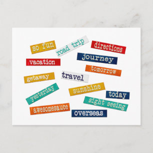 Fun Motivational Vacation Travel Words Postcard