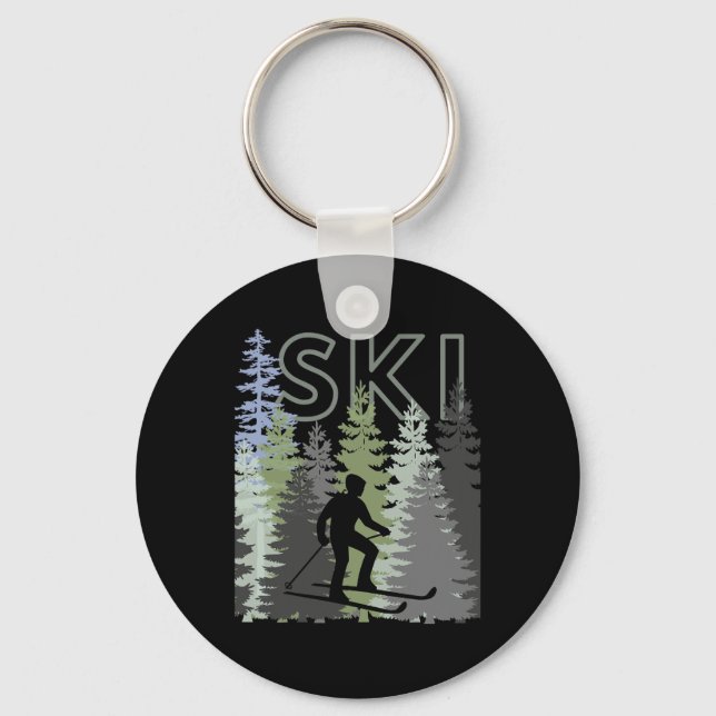 Fun Mountain Adventure Ski Squad Winter Sport Ski  Keychain (Front)