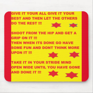 Fun mousepad message on yellow red background