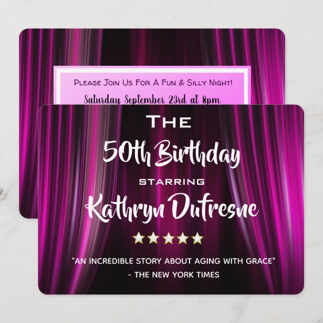Fun Movie Parodie Anniversaire Fête Invitation (Devant / Derrière)
