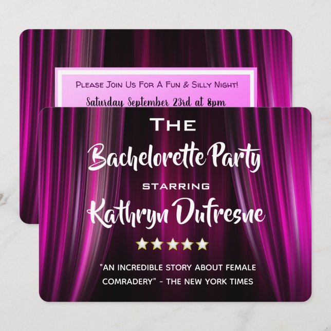 Fun Movie Parodie Bachelorette Party Invitation (Devant / Derrière)