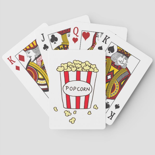 Fun Movie Theatre Popcorn in Red White Bucket Playing Cards (Back)