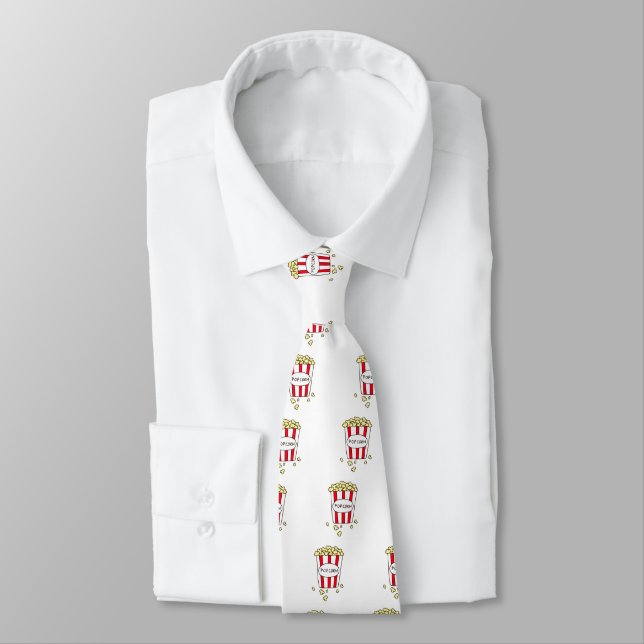 Fun Movie Theatre Popcorn in Red White Bucket Tie (Tied)