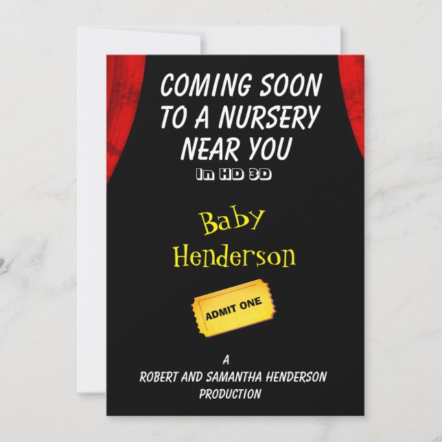 Fun Movie Theme Baby Announcement - (Front)