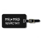 Fun Mr and Mrs black chalkboard travel luggage tag