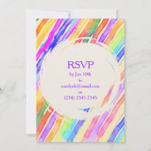 Fun Multi-colored Striped 18th Birthday Party Invitation