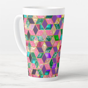 Fun Multi-Mixed Diamond-Shaped Hexagon 2 Latte Mug