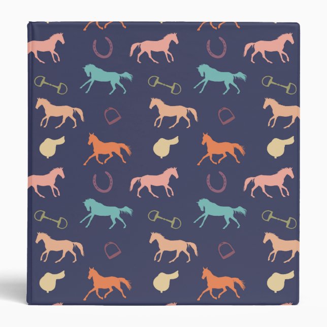 Fun Multicolor English Horse Pattern Binder (Front)