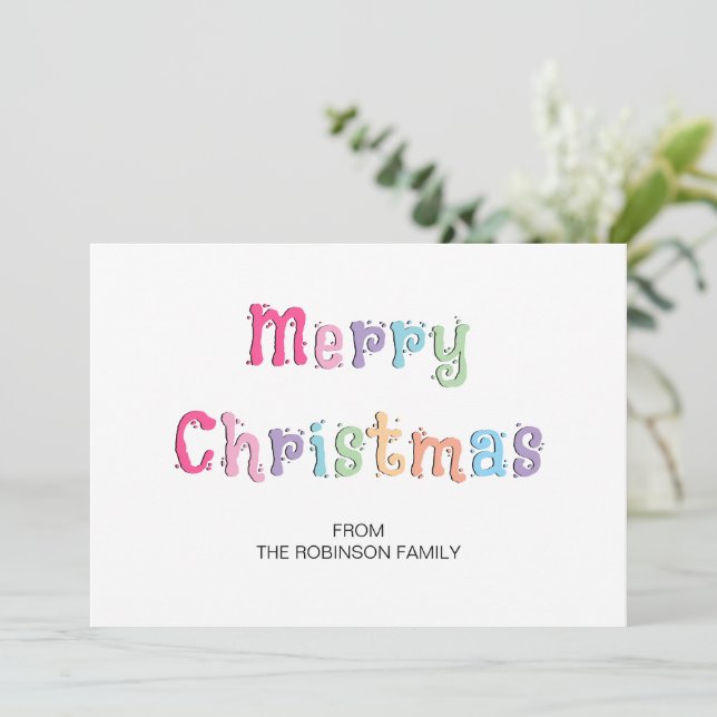 Fun Multicolor Joyeux Noël Carte de vacances (Debout devant)