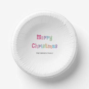 Fun Multicolor Merry Christmas Paper Bowls Plate