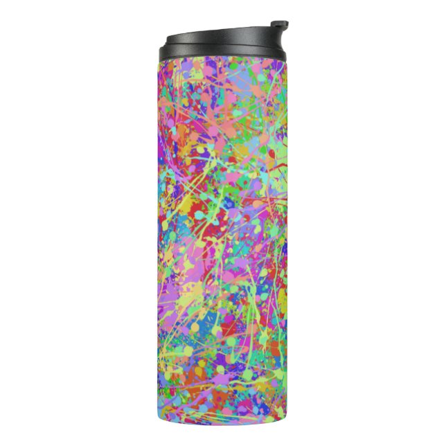 Fun Multicolor Paint Splatters Thermal Tumbler (Rotated Left)