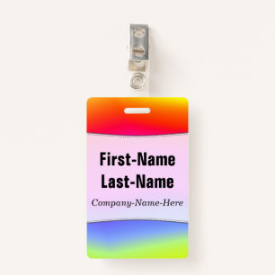 Fun Multicolored Rainbow-Like Pattern; Custom Name Badge