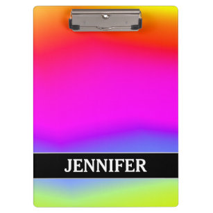 Fun Multicolored Rainbow-Like Pattern; Custom Name Clipboard