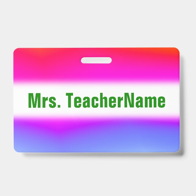 Fun Multicolored Rainbow-Like Pattern + Name Badge (Front)