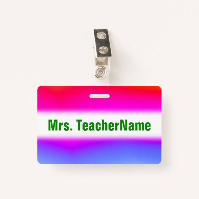 Fun Multicolored Rainbow-Like Pattern + Name Badge (Front with Clip)