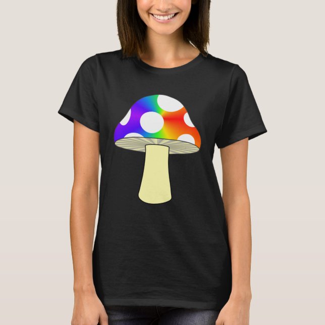 FUN MUSHROOM TEE NATURE COLORFUL MUSHROOM RAINBOW  (Front)