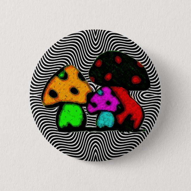 fun mushrooms 2 inch round button (Front)