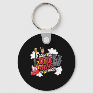 Fun Music Guitar I Rocked 100 Days Of School Keychain