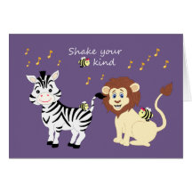 Fun Musical Dancing Zebra & Lion Animals Card