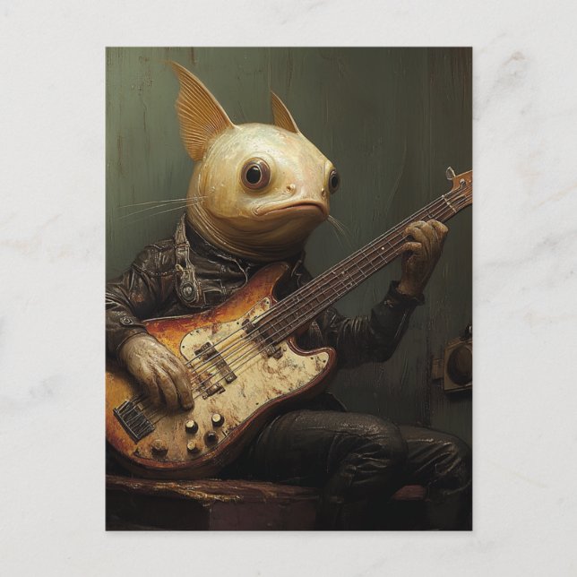 Fun Musical Fish Playing Guitar Postcard (Front)