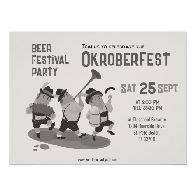 fun Musician Bavarian invite to Oktoberfest Sign (Front)