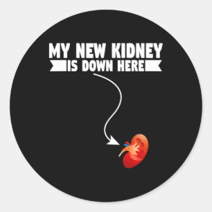 Fun My New Kidney Is Down Here Kidney Disease  Classic Round Sticker