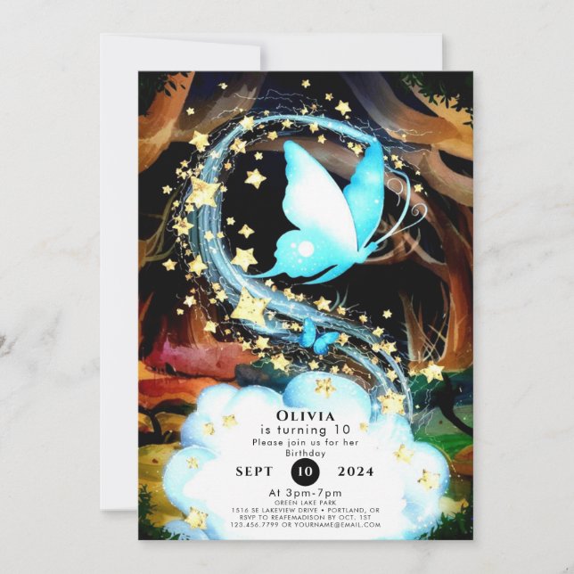 Fun Mystical Butterfly Birthday Invitation (Front)