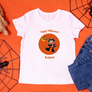 Fun Name Halloween Cute Black Cat Moon Bats Toddler T-shirt