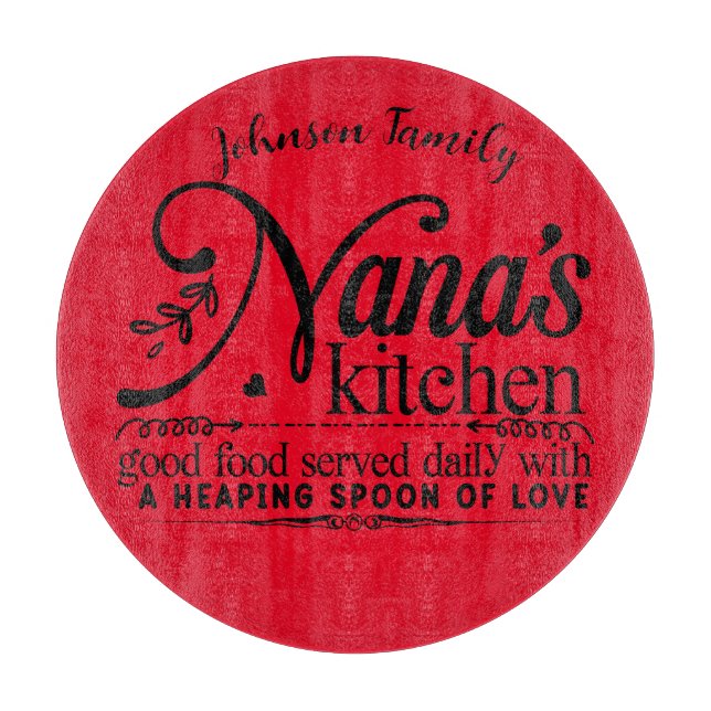 Fun Nana's Kitchen cutting board. Editable name Board (Front)