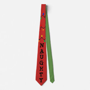 Fun naughty holiday lights red and green tie