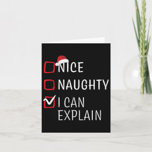 Fun Naughty Nice Christmas Family Pajama Men Women Card