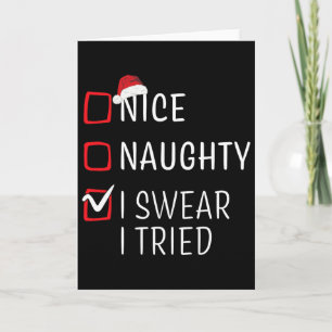 Fun Naughty Nice Christmas Family Pajama Men Women Card