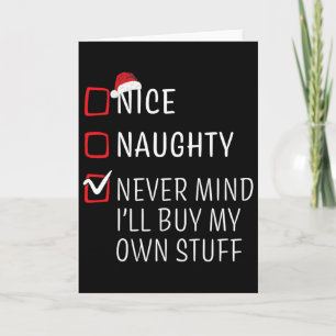 Fun Naughty Nice Christmas Family Pajama Men Women Card