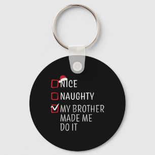 Fun Naughty Nice Christmas Family Pajama Men Women Keychain