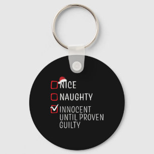 Fun Naughty Nice Christmas Family Pajama Men Women Keychain