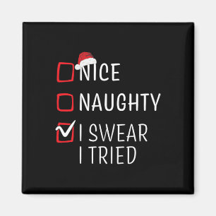 Fun Naughty Nice Christmas Family Pajama Men Women Magnet