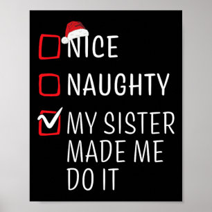 Fun Naughty Nice Christmas Family Pajama Men Women Poster