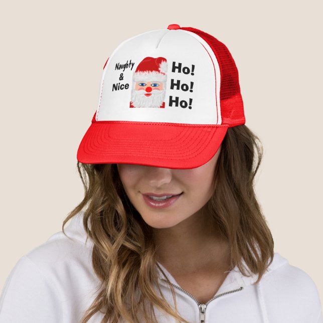 Fun Naughty Nice Santa List Trucker Hat (In Situ)