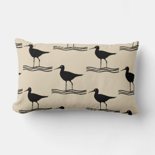 fun nautical CRANE BIRD themed pattern Lumbar Pillow