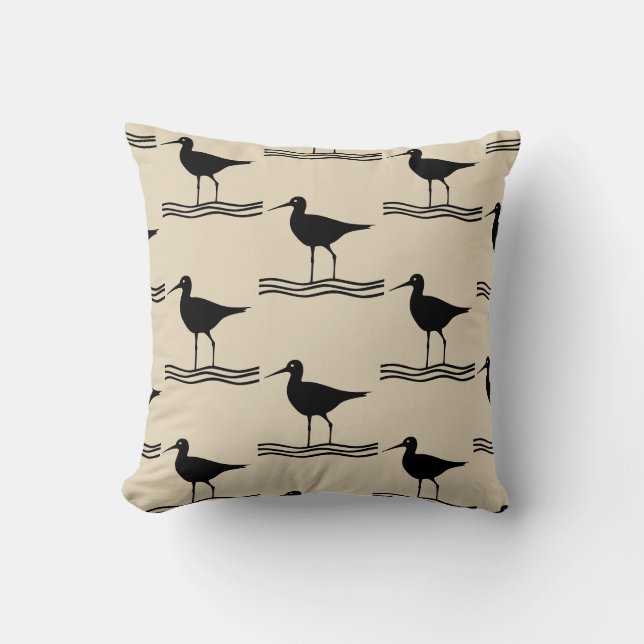 fun nautical CRANE BIRD themed pattern Throw Pillow (Front)