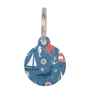 Fun Nautical Graphic Pattern Pet Tag