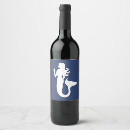 fun nautical MERMAID theme Wine Label