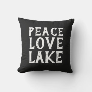 fun nautical PEACE - LOVE - LAKE   Outdoor Pillow
